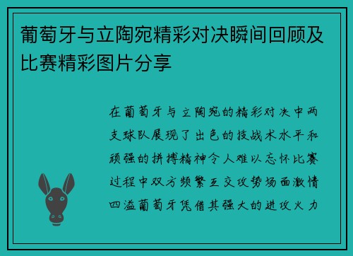 葡萄牙与立陶宛精彩对决瞬间回顾及比赛精彩图片分享